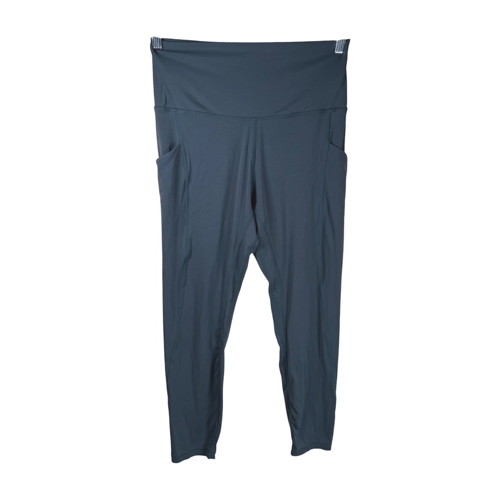 Quince Ultra Form‎ High Rise Leggings Womens Large Slate Blue Pockets Yoga Gym